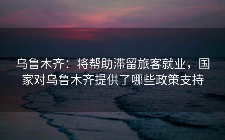 乌鲁木齐：将帮助滞留旅客就业，国家对乌鲁木齐提供了哪些政策支持