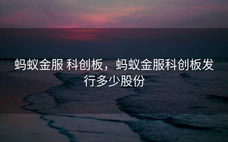 蚂蚁金服 科创板，蚂蚁金服科创板发行多少股份
